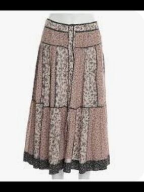 Ulla Johnson Dusty Rose Patchwork Midi Skirt
